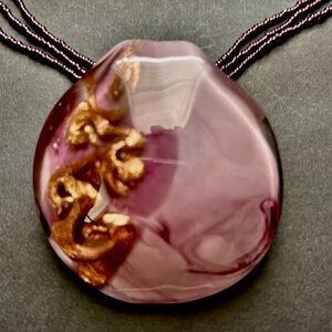 Murano Purple and Gold Artistic Necklace